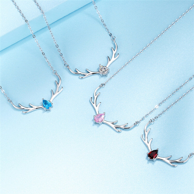 Christmas Elk Silver Necklace