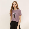Cotton t shirt-cat print cotton t shirt-purple-front1