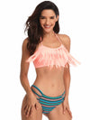 Bikini-halterneck tassels bikini-pink-front