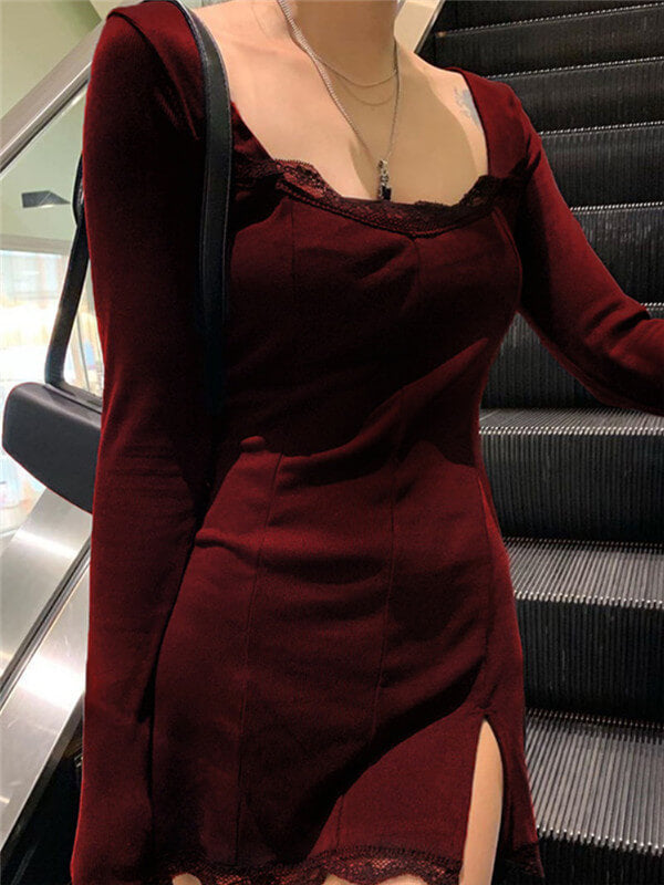 Lace Split Bodycon Dress