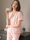 Pajamas-leisure plain oversized pajamas-baby pink-front
