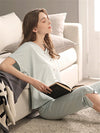 Pajamas-leisure plain oversized pajamas-light blue-sit3