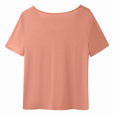 Cotton casual model t shirt-pink-back