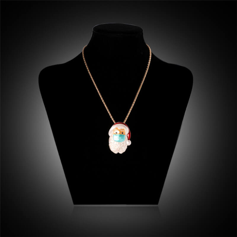 Santa Claus Brooch & Necklace 4 Pcs Set