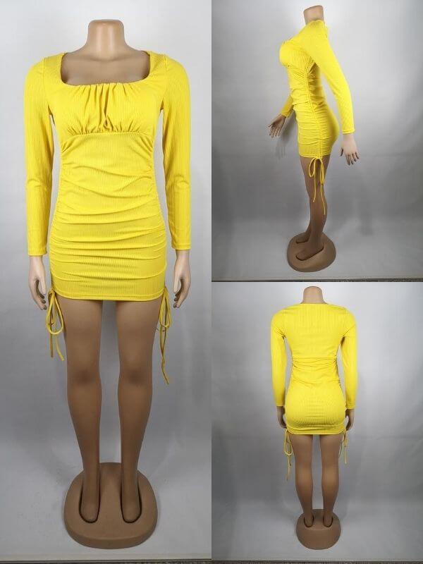 Square Neck Smocking Dress