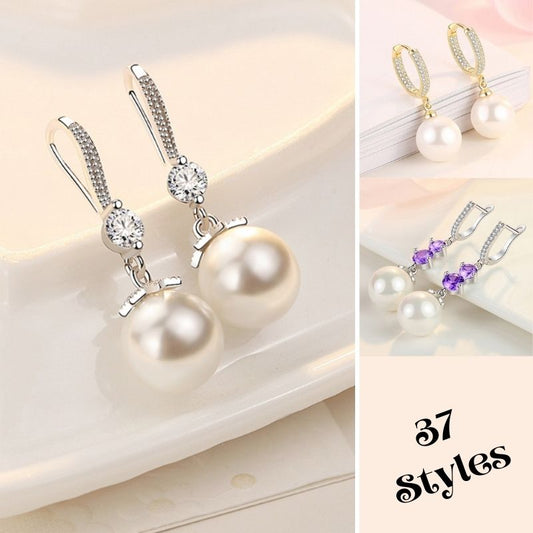 Zircon Pearl Drop Earrings