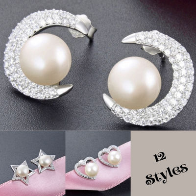 S925 Silver Pearl Stud Earrings
