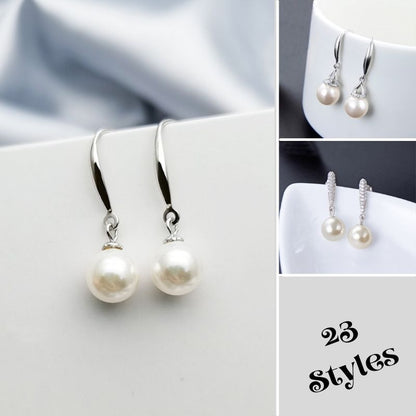 S925 Silver Pearl Drop Earrings