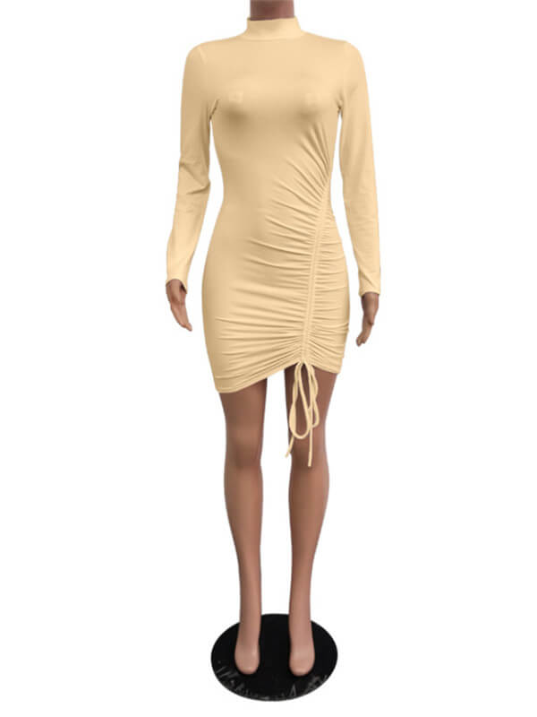 Drawstring Ribbed Bodycon Dress