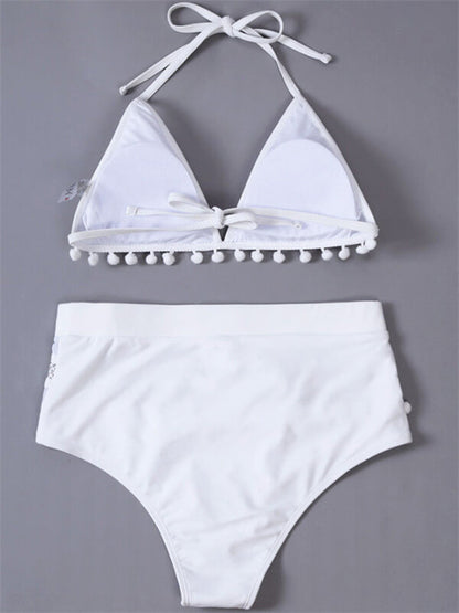 Bikini-Pom-PomTrimStripedHighWaistBikini-White-Detail1