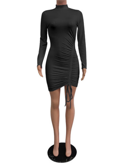 Drawstring Ribbed Bodycon Dress