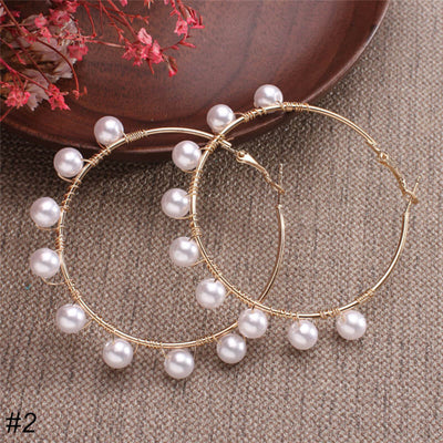 C Hoop Pearl Earrings