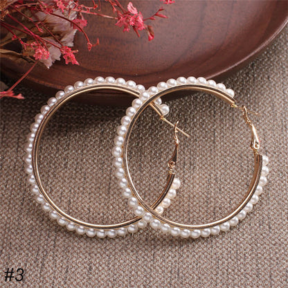 C Hoop Pearl Earrings