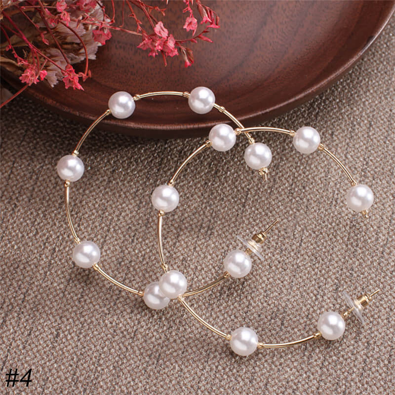 C Hoop Pearl Earrings