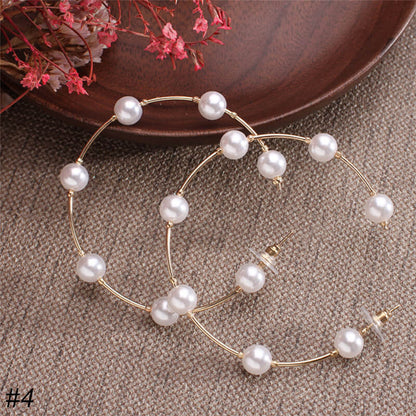 C Hoop Pearl Earrings