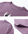 Cotton t shirt-cat print cotton t shirt-purple-detail