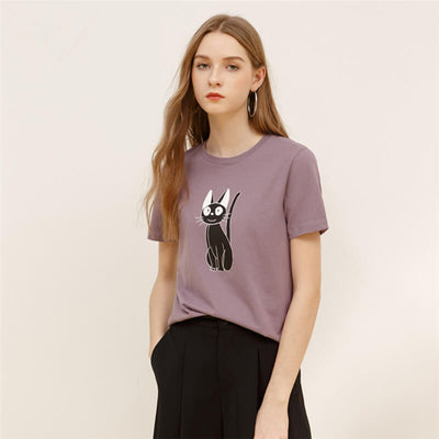 Cotton t shirt-cat print cotton t shirt-purple-front1