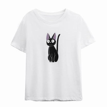 Cotton t shirt-cat print cotton t shirt-white-front