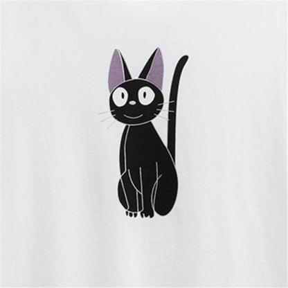 Cotton t shirt-cat print cotton t shirt-white-front3