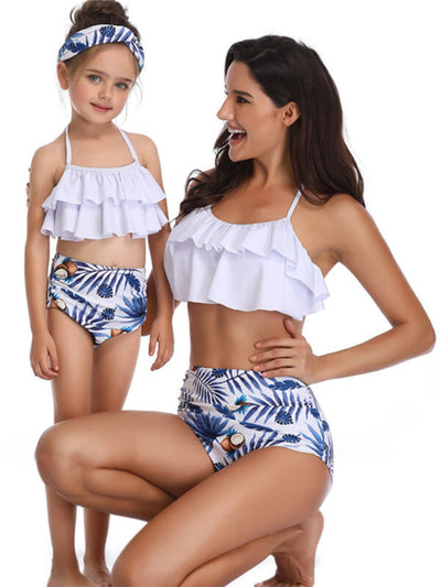 Mommy And Me Matching Bikinis-floral print mommy and me matching bikinis-pattern1-front