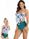 Mommy And Me Matching Bikinis-floral ruffle mommy and me matching bikinis-multicolor
