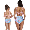 Mommy And Me Matching Bikinis-floral ruffle mommy and me matching bikinis-baby pink-back