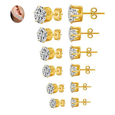 6 Pieces Zircon Earring Set