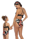 Mommy And Me Matching Bikinis-halterneck tassels mom and me bikinis-black-back