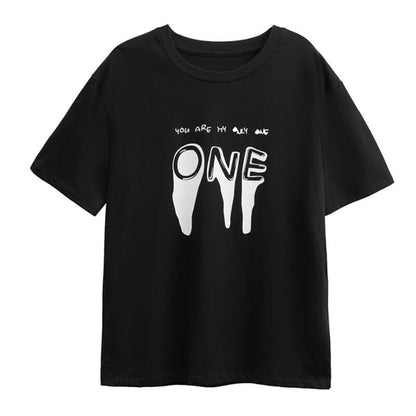 Cotton t shirt-letter graphic cotton t shirt-black-front1