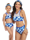 Mommy And Me Matching Bikinis-mesh vest mom and me bikinis-blue-front