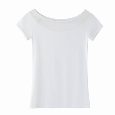 Cotton t shirt-model mesh t shirt-white-front1