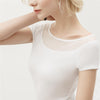 Cotton t shirt-model mesh t shirt-white-front