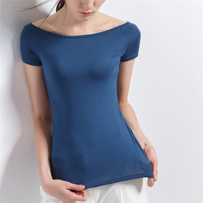 Cotton t shirt-model slim t shirt-royal blue-front2