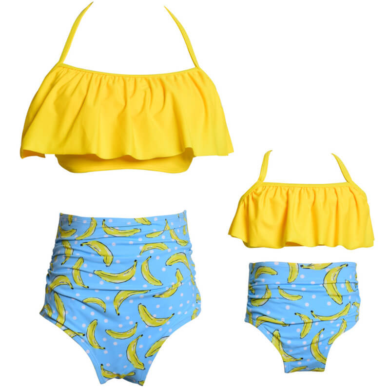 MommyAndMeMatchingBikini-FloralPrintCamisoleHighWaistBikini-Banana