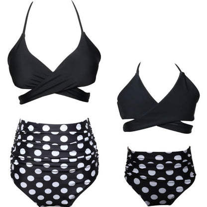 MommyAndMeMatchingBikini-FloralPrintCamisoleHighWaistBikini-Black