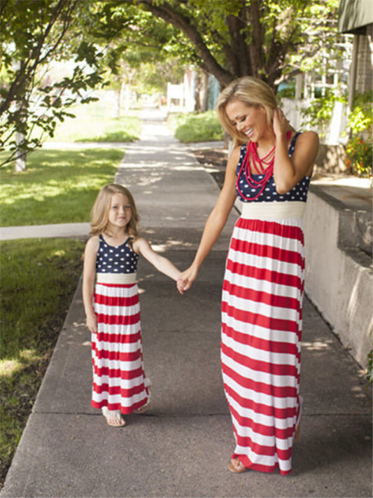 MommyAndMeMatchingDresses-PolkaDot_StripedMommyAndMeMatchingMaxiDresses-PolkaDot-MomandGirlFront