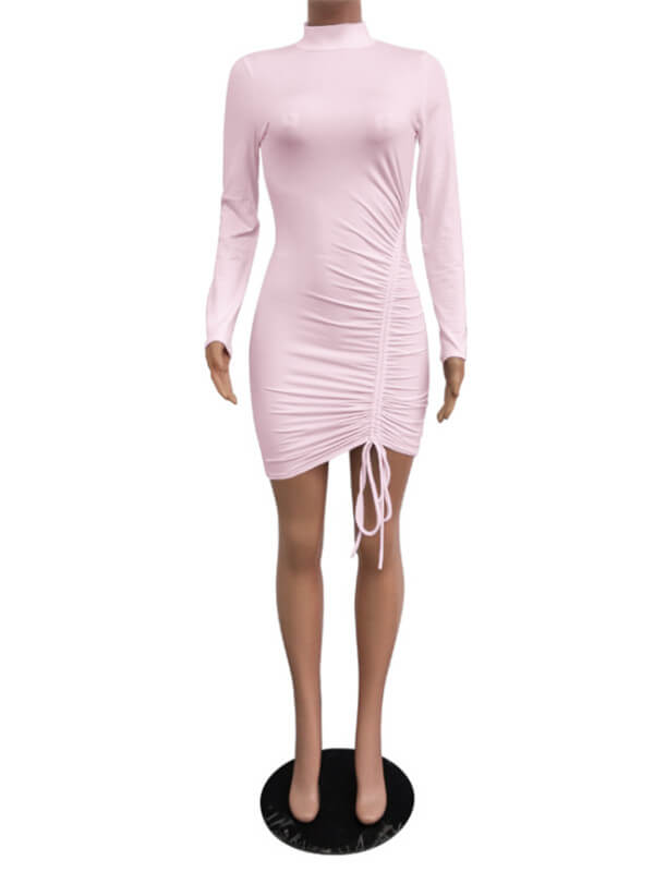 Drawstring Ribbed Bodycon Dress