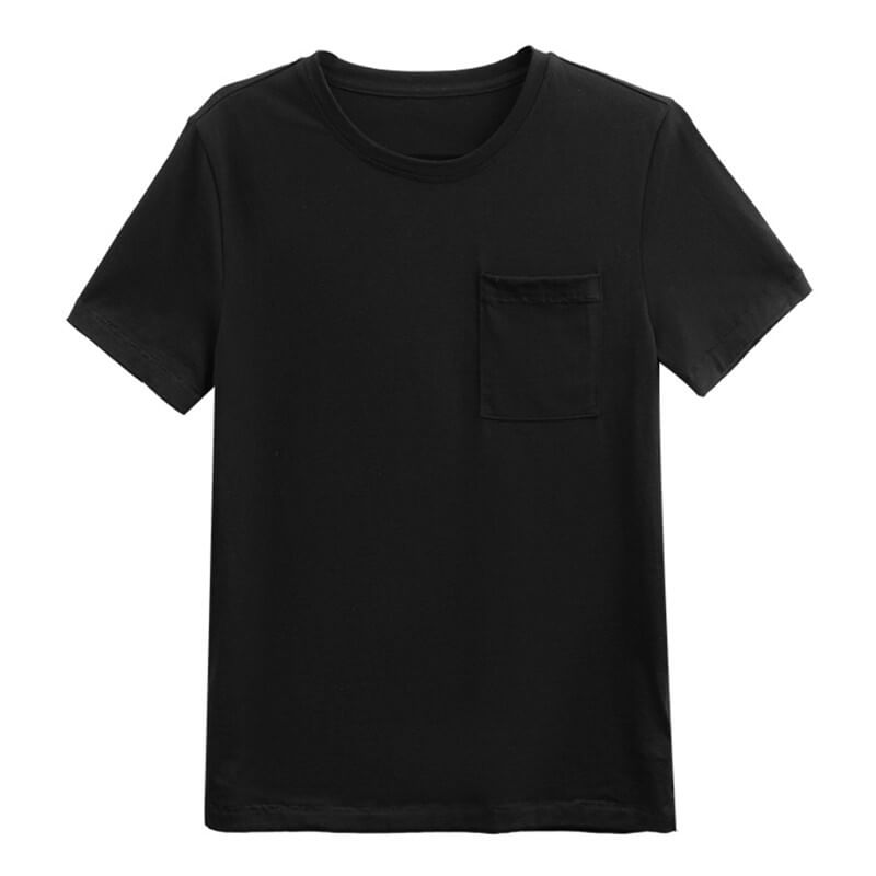 Cotton t shirt-pocket cotton t shirt-black-front