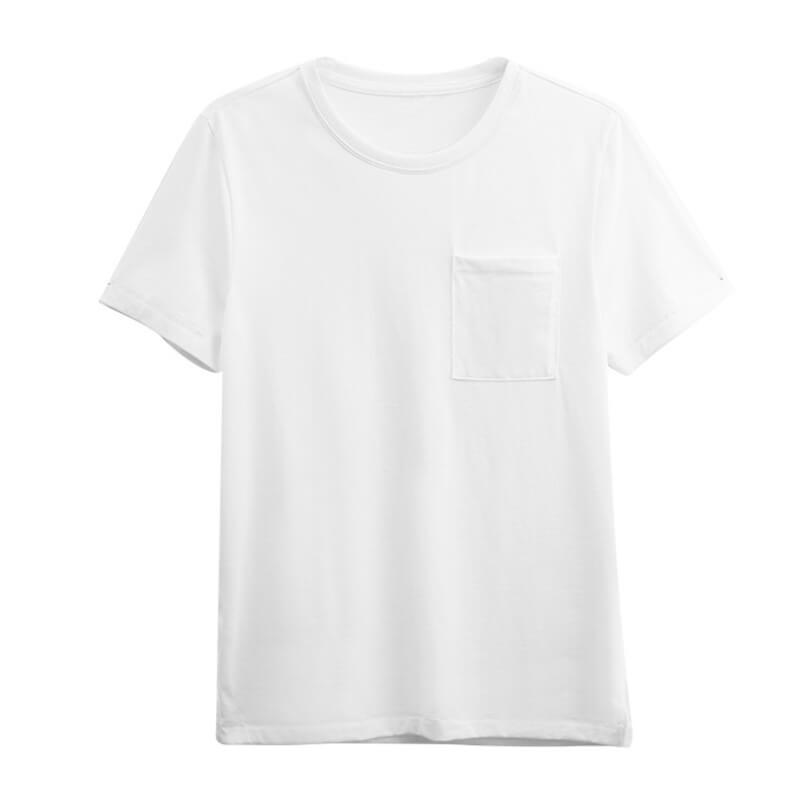 Cotton t shirt-pocket cotton t shirt-white-front