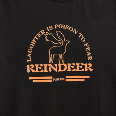 Cotton t shirt-print reindeer cotton t shirt-black-front3