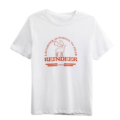 Cotton t shirt-print reindeer cotton t shirt-white-front