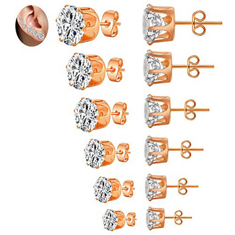 6 Pieces Zircon Earring Set