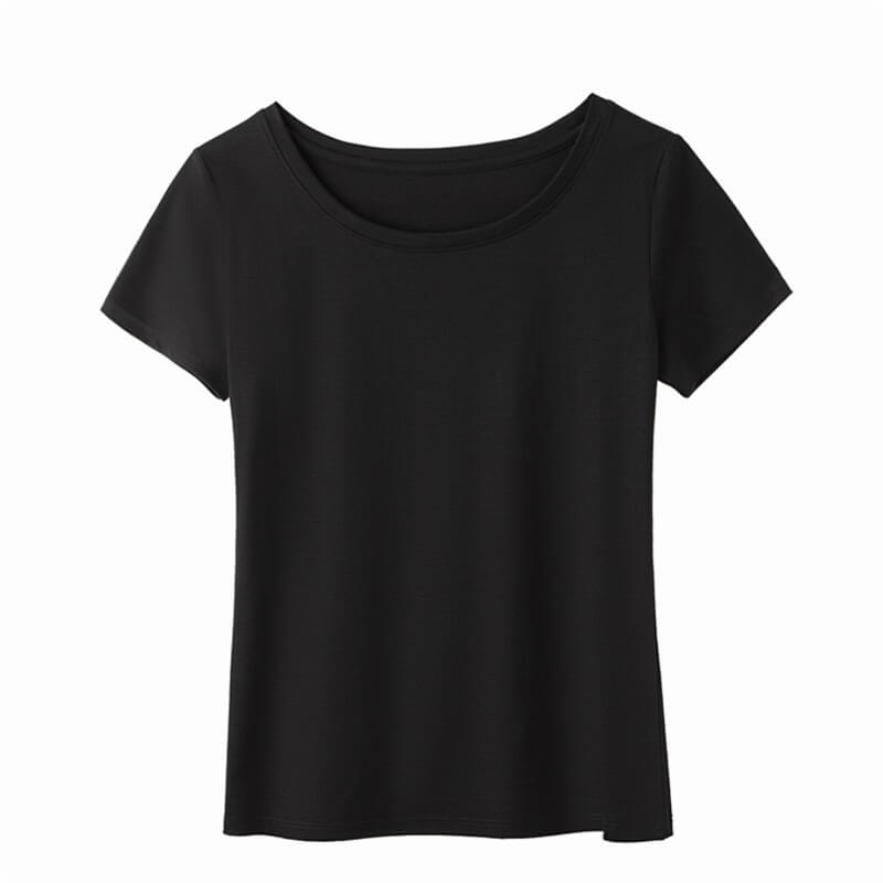 Cotton t shirt-round neck cotton t shirt-black-front