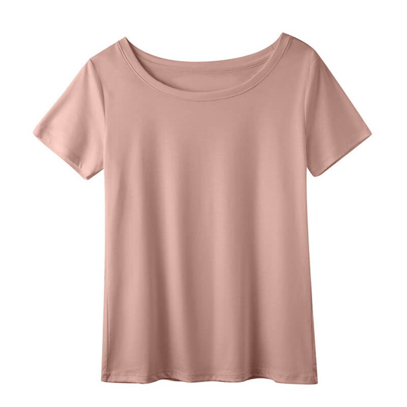 Cotton t shirt-round neck cotton t shirt-pink-front