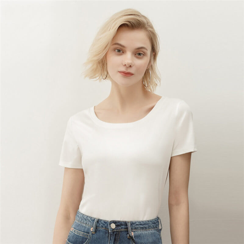 Cotton t shirt-round neck cotton t shirt-white-front