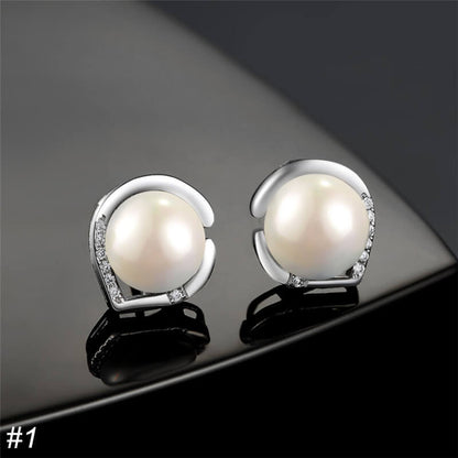 S925 Silver Pearl Stud Earrings