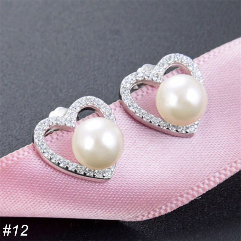 S925 Silver Pearl Stud Earrings