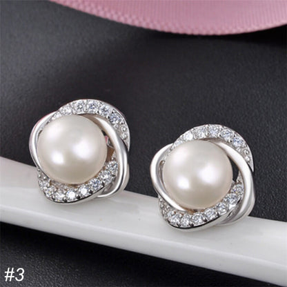 S925 Silver Pearl Stud Earrings