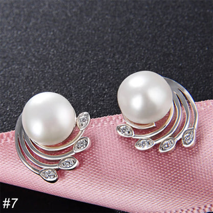 S925 Silver Pearl Stud Earrings