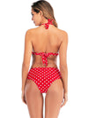 Bikini-Sexy Halterneck High Waist Bikini-Red-back